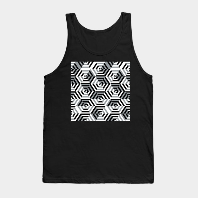 Retro Black and White Hexagons Tank Top by Carolina Díaz